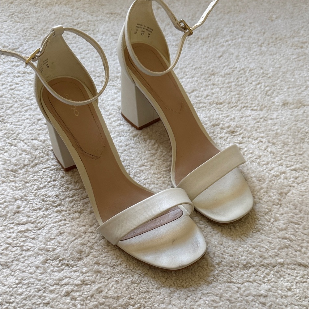 Aldo Cream Block Heel Sandals